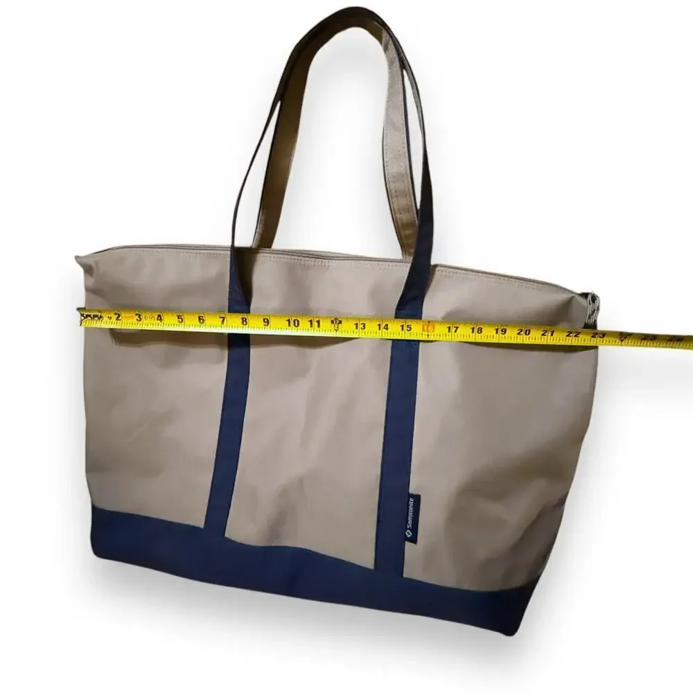 Samsonite Shoulder Bag Tan Blue Zip Closure Travel Pool Gym 16 in x 23 in